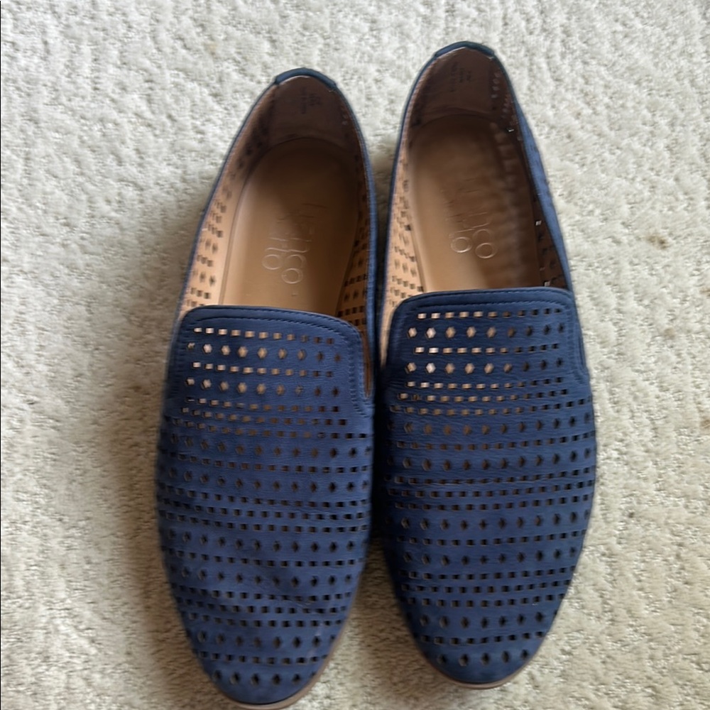 Franco Sarto Blue Loafers with Perforated Design